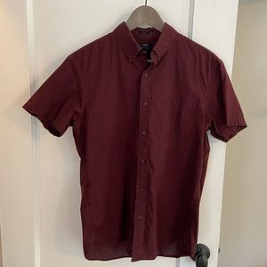 Men’s Burgundy Short Sleeve J Crew Button Up